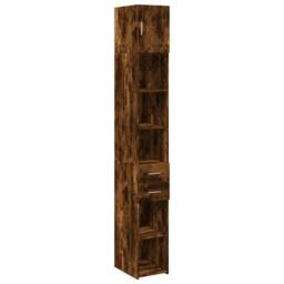 Berkfield Home Slim Storage Cabinet Smoked Oak 30x42.5x225 cm Engineered Wood in Brown - thumbnail 3