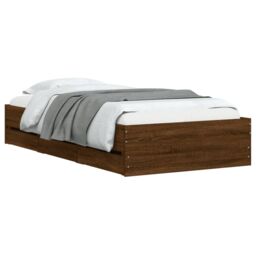 Berkfield Home Bed Frame with Drawers without Mattress Brown Oak 90x190 cm Single - thumbnail 3