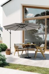 Garden Sanctuary Large 3m Patio Parasol Garden Umbrella for Sunshade & Rain in Light Grey - thumbnail 1