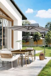 Garden Sanctuary Large 3m Patio Parasol Garden Umbrella for Sunshade & Rain in Light Grey - thumbnail 2