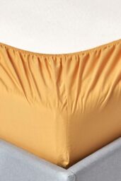 Homescapes Egyptian Cotton Deep Fitted Sheet 18 inch 200 Thread Count in Mustard - Size: Double Fitted - thumbnail 2