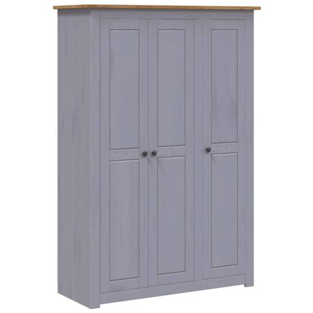 Berkfield Home 3-Door Wardrobe Grey 118x50x171.5 cm Pine Panama Range - image 1