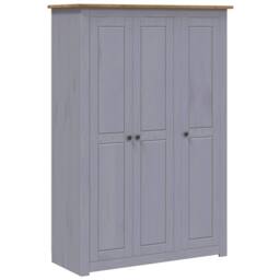 Berkfield Home 3-Door Wardrobe Grey 118x50x171.5 cm Pine Panama Range - thumbnail 1