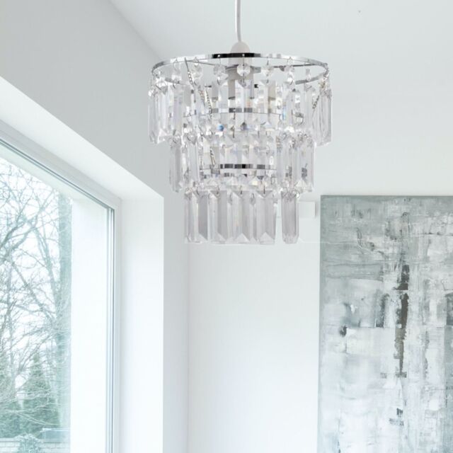 First Choice Lighting Three Tier Acrylic Crystal Light Shade in Clear - image 1