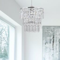 First Choice Lighting Three Tier Acrylic Crystal Light Shade in Clear