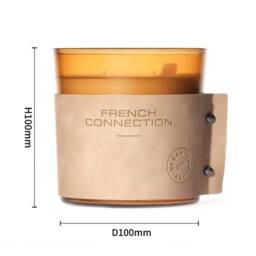 French Connection Bergamot & Amberwood Luxury Leather Candle 340g - Single Wick in Orange - thumbnail 2