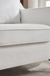 Living and Home White Linen Single Sofa Armchair in Light Beige - thumbnail 7