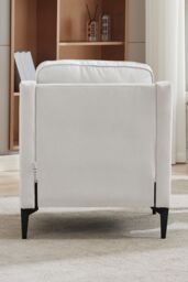 Living and Home White Linen Single Sofa Armchair in Light Beige - thumbnail 6