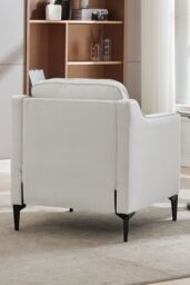 Living and Home White Linen Single Sofa Armchair in Light Beige - thumbnail 5