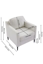 Living and Home White Linen Single Sofa Armchair in Light Beige - thumbnail 2