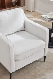 Living and Home White Linen Single Sofa Armchair in Light Beige - thumbnail 8