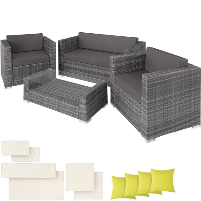 tectake Garden Furniture Set Munich in Grey - Size: 4 Person - image 1