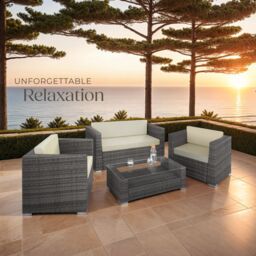 tectake Garden Furniture Set Munich in Grey - Size: 4 Person - thumbnail 8