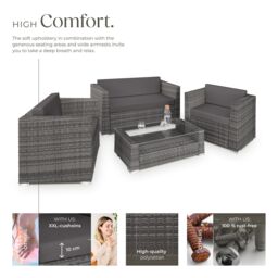 tectake Garden Furniture Set Munich in Grey - Size: 4 Person - thumbnail 3