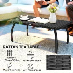 OUTSUNNY 90 cm Rattan Garden Coffee Table Wicker Outdoor Table Furniture in Black - thumbnail 4