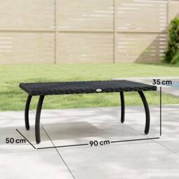 OUTSUNNY 90 cm Rattan Garden Coffee Table Wicker Outdoor Table Furniture in Black - thumbnail 3