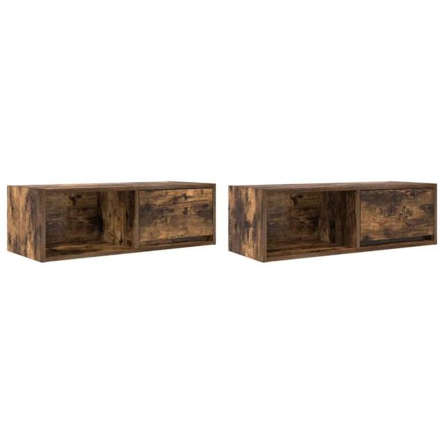 Berkfield Home TV Cabinets 2 pcs Smoked Oak 80x31x25.5 cm Engineered Wood in Brown - image 1