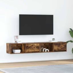 Berkfield Home TV Cabinets 2 pcs Smoked Oak 80x31x25.5 cm Engineered Wood in Brown - thumbnail 2