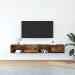 Berkfield Home TV Cabinets 2 pcs Smoked Oak 80x31x25.5 cm Engineered Wood in Brown - thumbnail 3
