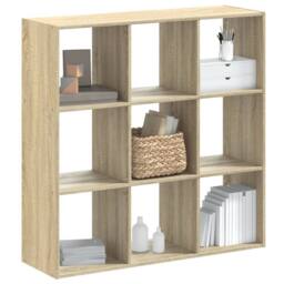 Berkfield Home Decorative Bookcase Sonoma Oak 102x32x102 cm Engineered Wood in Light Tan - Size: 102 x 32 x 102 cm - thumbnail 2