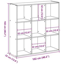 Berkfield Home Decorative Bookcase Sonoma Oak 102x32x102 cm Engineered Wood in Light Tan - Size: 102 x 32 x 102 cm - thumbnail 9