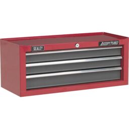 Loops 605 x 260 x 250mm RED 3 Drawer MID-BOX Tool Chest Lockable Storage Unit Cabinet - thumbnail 5
