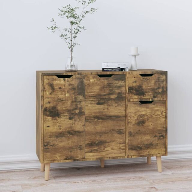 Berkfield Home Sideboard Smoked Oak 90x30x72 cm Engineered Wood in Brown - Size: 90 x 30 x 72 cm - image 1