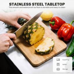 Wyld Haus Paha Black Kitchen Island Trolley Stainless Steel Top - thumbnail 6