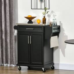 Wyld Haus Paha Black Kitchen Island Trolley Stainless Steel Top - thumbnail 3