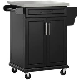 Wyld Haus Paha Black Kitchen Island Trolley Stainless Steel Top - thumbnail 2