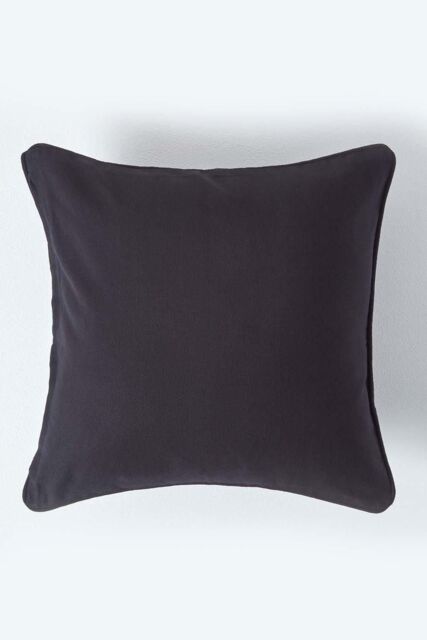 Homescapes Cotton Plain Cushion Cover in Black - Size: 60 cm x 60 cm - image 1