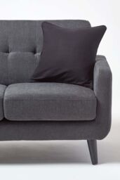 Homescapes Cotton Plain Cushion Cover in Black - Size: 60 cm x 60 cm - thumbnail 4
