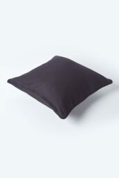 Homescapes Cotton Plain Cushion Cover in Black - Size: 60 cm x 60 cm - thumbnail 3