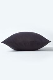 Homescapes Cotton Plain Cushion Cover in Black - Size: 60 cm x 60 cm - thumbnail 2