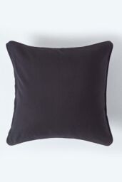 Homescapes Cotton Plain Cushion Cover in Black - Size: 60 cm x 60 cm - thumbnail 1