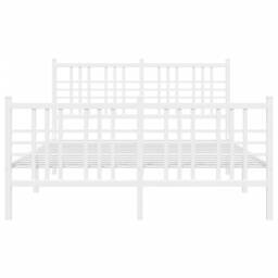 Berkfield Home Metal Bed Frame without Mattress with Footboard White 140x190cm - Size: 140x190 cm - thumbnail 4