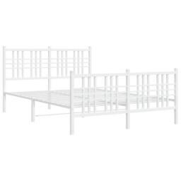 Berkfield Home Metal Bed Frame without Mattress with Footboard White 140x190cm - Size: 140x190 cm - thumbnail 3