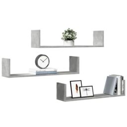 Berkfield Home Wall Shelves 3 pcs Concrete Grey 80x18x18 cm Engineered Wood - Size: 80 x 18 x 18 cm - thumbnail 3