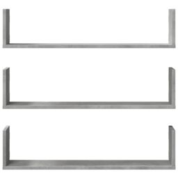 Berkfield Home Wall Shelves 3 pcs Concrete Grey 80x18x18 cm Engineered Wood - Size: 80 x 18 x 18 cm - thumbnail 4