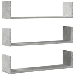 Berkfield Home Wall Shelves 3 pcs Concrete Grey 80x18x18 cm Engineered Wood - Size: 80 x 18 x 18 cm - thumbnail 6