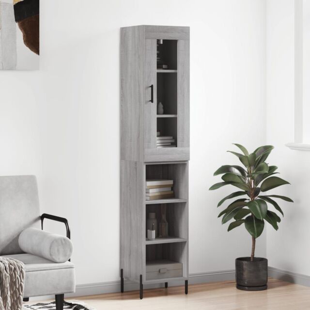 Berkfield Home Highboard Grey Sonoma 34.5x34x180 cm Engineered Wood - image 1
