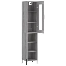 Berkfield Home Highboard Grey Sonoma 34.5x34x180 cm Engineered Wood - thumbnail 4