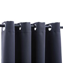 Berkfield Home Blackout Curtains with Metal Rings 2 pcs Anthracite 140x225 cm - thumbnail 3