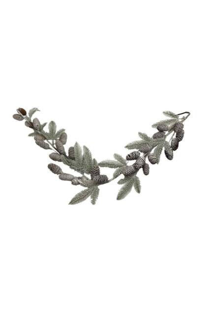KDMD Frosted Pine Cone & Foliage Garland 150cm in Grey - image 1