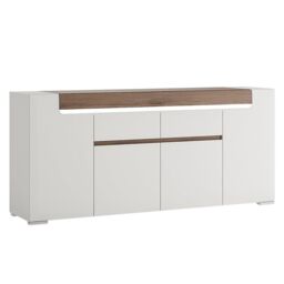 Furniture To Go Toronto Wide 4 Door 2 Drawer Sideboard (inc. Plexi Lighting) in White - thumbnail 1