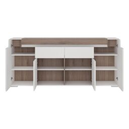 Furniture To Go Toronto Wide 4 Door 2 Drawer Sideboard (inc. Plexi Lighting) in White - thumbnail 3