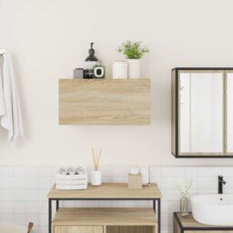 Berkfield Home Bathroom Wall Cabinet Sonoma Oak 60x25x30 cm Engineered Wood in Brown - Size: 60 x 25 x 30 cm - thumbnail 3