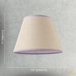 Happy Homewares Traditional Rattan Tweed Lamp Shade with Coloured Cotton Fabric Trims in Lilac - Size: 10 inches - thumbnail 7
