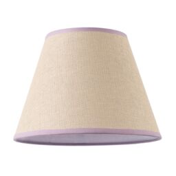 Happy Homewares Traditional Rattan Tweed Lamp Shade with Coloured Cotton Fabric Trims in Lilac - Size: 10 inches - thumbnail 1