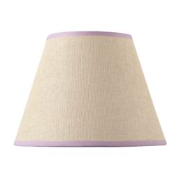 Happy Homewares Traditional Rattan Tweed Lamp Shade with Coloured Cotton Fabric Trims in Lilac - Size: 10 inches - thumbnail 5